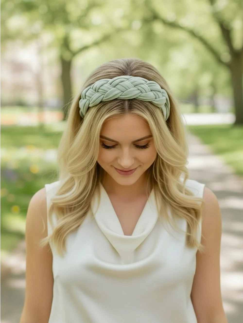 Handmade Chunky Double Sailor Knot Headband in Sage Green NWOT